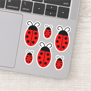 Cute Red Ladybug Custom-Cut Vinyl Stickers