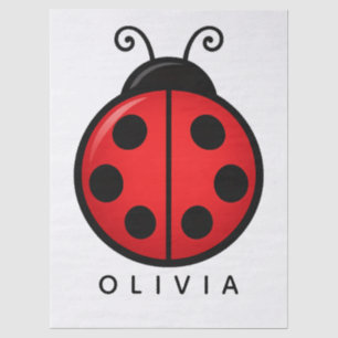 Cute Red Ladybug Custom Name Graphic Art Tissue Paper