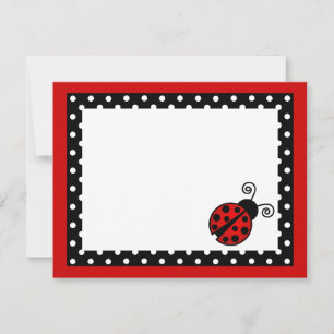 Cute Red Ladybug Flat Thank You Note Cards