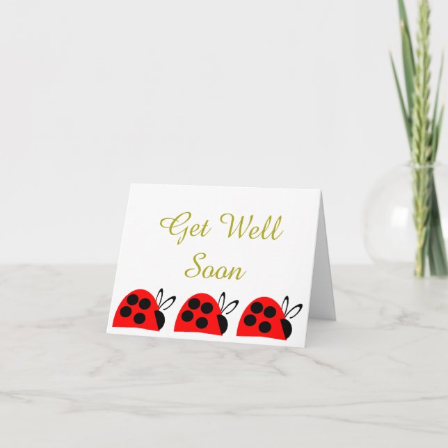 Cute Red Ladybug Get Well Soon Card (Front)