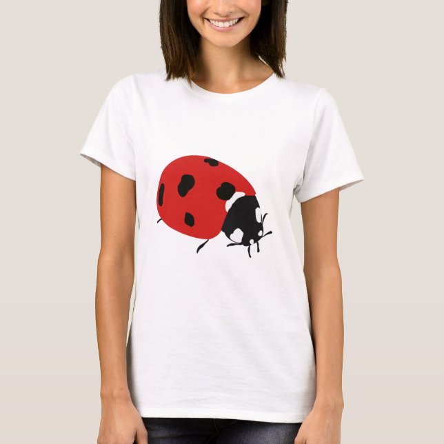 Cute Red Ladybug Illustration T-Shirt (Front)