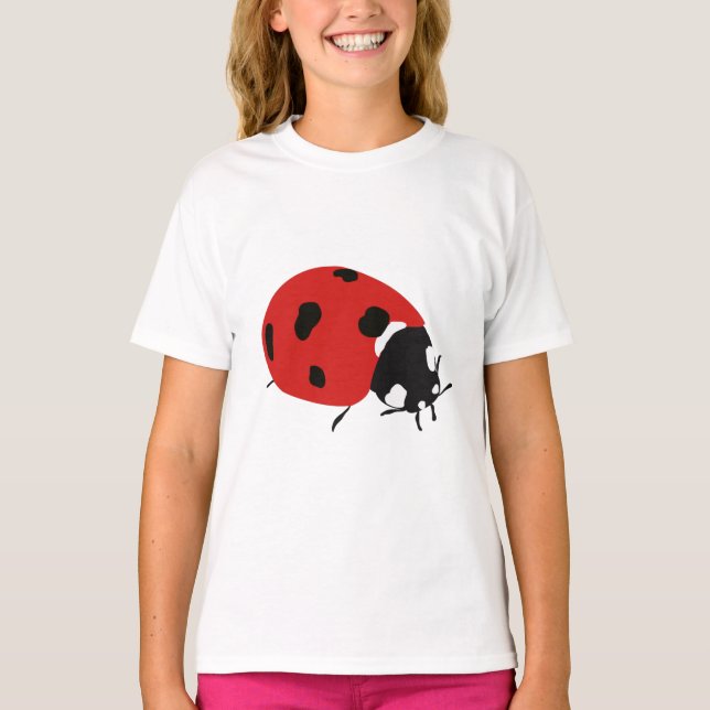 Cute Red Ladybug Illustration T-Shirt (Front)