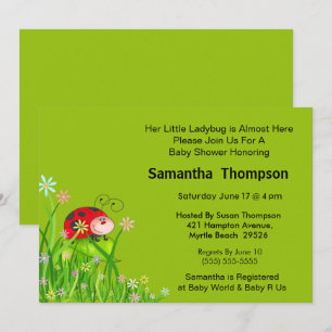 Cute Red Ladybug in Garden  Graphic Invitation