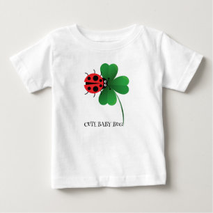 Cute red ladybug on Lucky leaf Kids  Baby T-Shirt