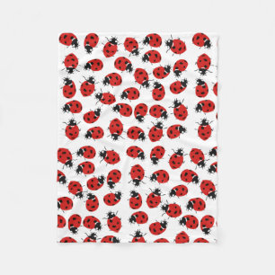 Cute Red Ladybug Pattern Fleece Blanket