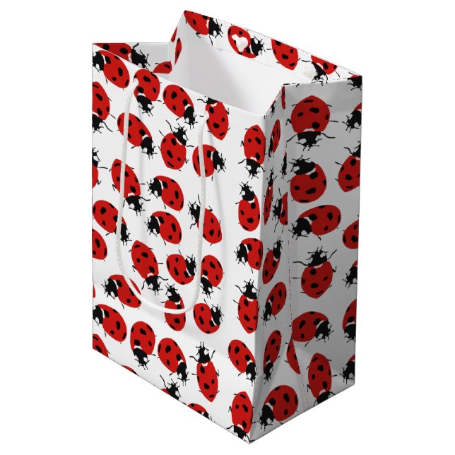 Cute Red Ladybug Pattern   Medium Gift Bag (Front Angled)