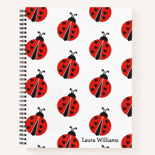 Cute Red Ladybug Personalized Notebook (Front)