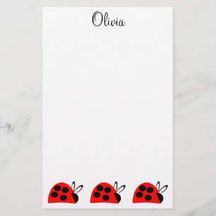 Cute Red Ladybug Personalized Stationery