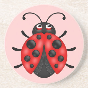 Cute Red Ladybug Sandstone Drink Coaster