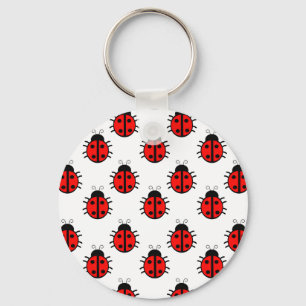 Cute Red Ladybugs Pattern and Cheerful Insect Keychain