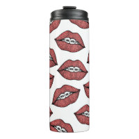 Cute Red Lips and Braces Hand Drawn Illustration