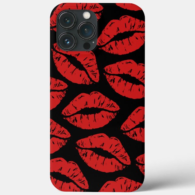 Cute Red Lipstick Kisses Kiss Lips pattern Case-Mate iPhone Case (Back)