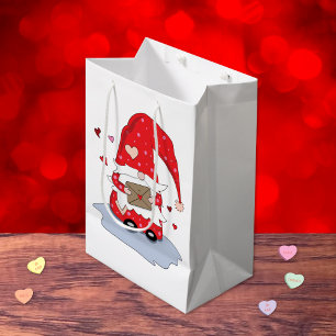 Cute Red Little Gnome Valentine's Day Gift Bag