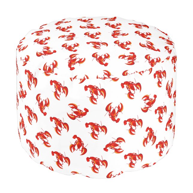 Cute Red Lobsters Pouf (Angled Front)