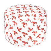 Cute Red Lobsters Pouf (Angled Back)