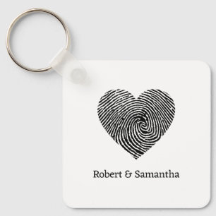 Cute red love fingerprint heart valentine's keychain