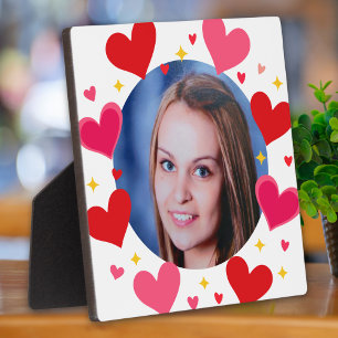 Cute Red Love Hearts Custom Photo Personalized Plaque