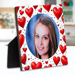 Cute Red Love Hearts Custom Photo Plaque