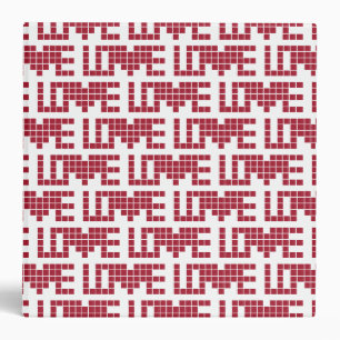 Cute red love squares lettres binder