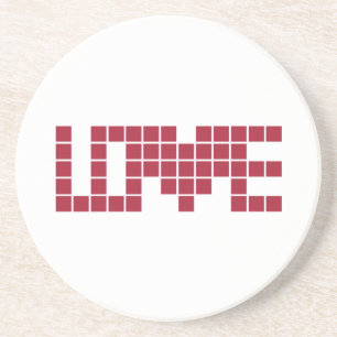 Cute red love squares lettres coaster