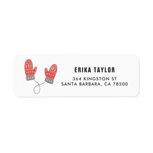 Cute Red Mittens Happy Holidays Personalized (Front)