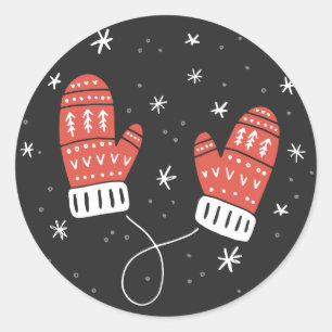 Cute Red Mittens Holiday Sticker