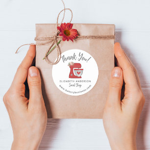 Cute Red Mixer Bakery Business Thank you Sticker