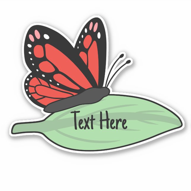 Cute Red Monarch Butterfly Label (Front)