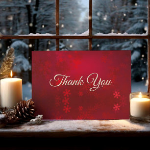 Cute red monogram marble art thank you card