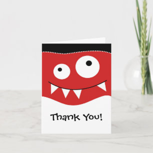 Cute Red MonsterThank You Note Thank You Card