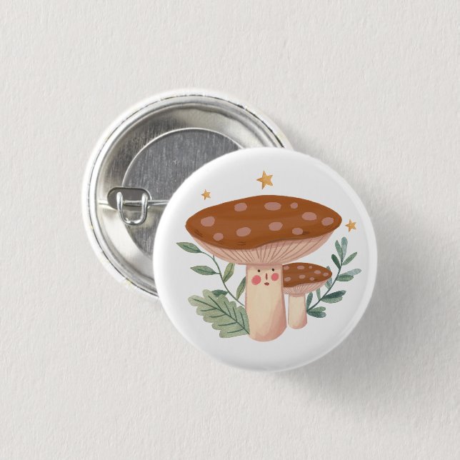 Cute red Mushroom  1 Inch Round Button (Front & Back)