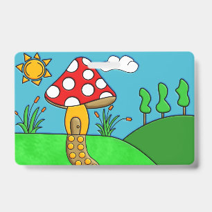 cute red mushroom badge
