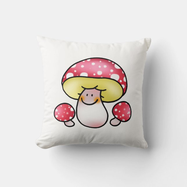 cute red mushrooms throw pillow (Front)