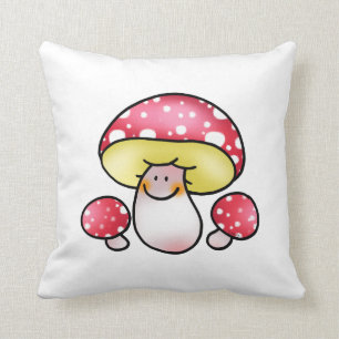 cute red mushrooms throw pillow