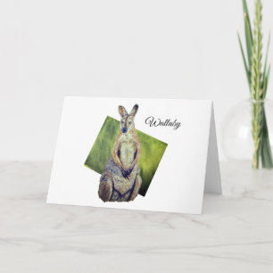 Cute Red Necked Wallaby Art Australian Marsupial   Card