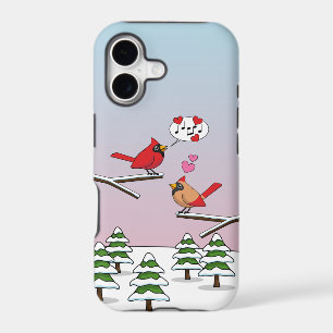 Cute Red Northern Cardinals Love Winter Landscape