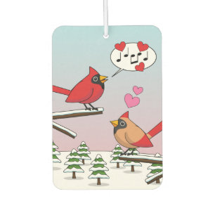 Cute Red Northern Cardinals Love Winter Landscape Air Freshener