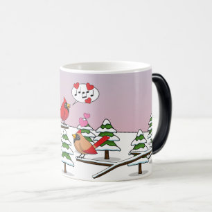 Cute Red Northern Cardinals Love Winter Landscape Magic Mug