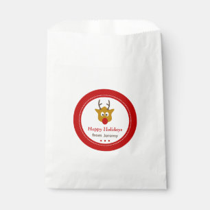 Cute Red Nosed Reindeer Christmas Gift Favour Bag