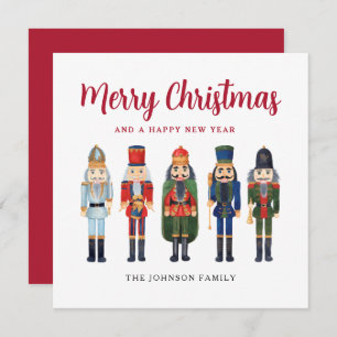 Cute Red Nutcracker Merry Christmas Square Holiday Card