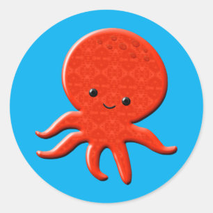 Cute Red Octopus Classic Round Sticker