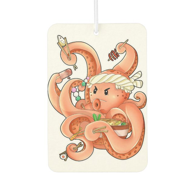 cute red octopus humour restaurant joke  air freshener (Front)