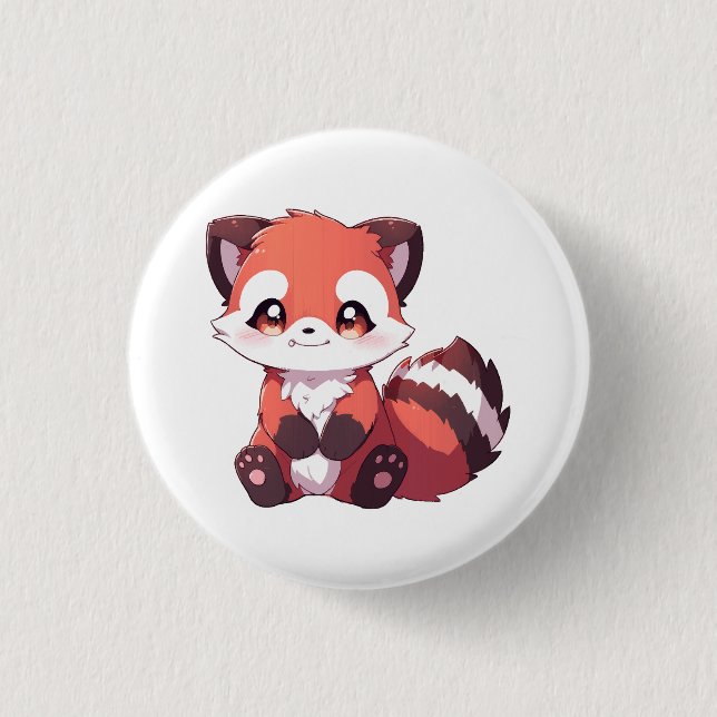  cute red panda 1 inch round button (Front)