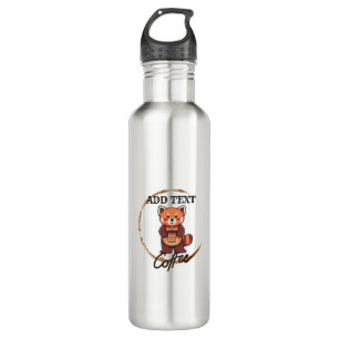 Cute red panda animals coffee Tea custom Shop name 710 Ml Water Bottle