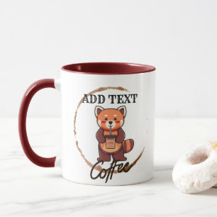 Cute red panda animals coffee Tea custom Shop name Mug
