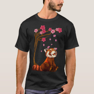 Cute Red Panda Bear Lover & Cherry Blossom Tree Ar T-Shirt