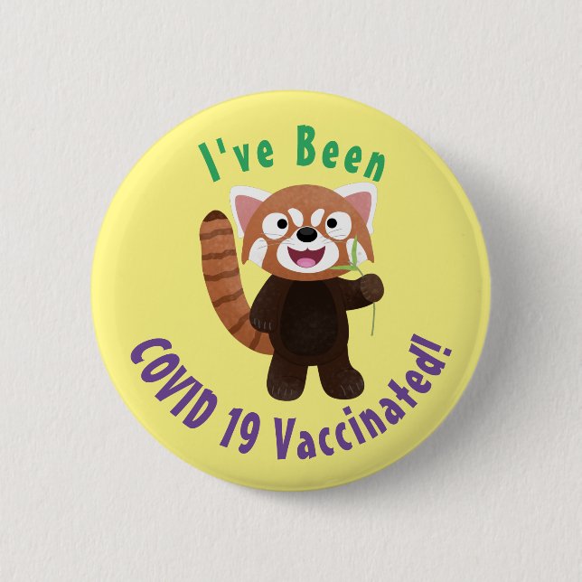 Cute red panda cartoon illustration 2 inch round button (Front)