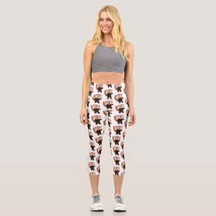 Cute red panda cartoon illustration capri leggings