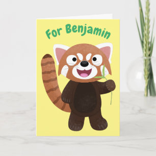 Cute red panda cartoon illustration card