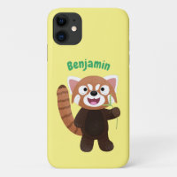 Cute red panda cartoon illustration